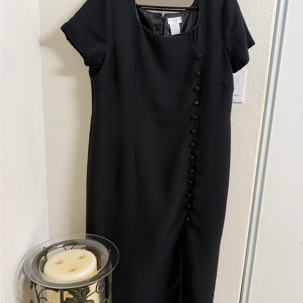 Worthington Black Asymmetrical Button Dress